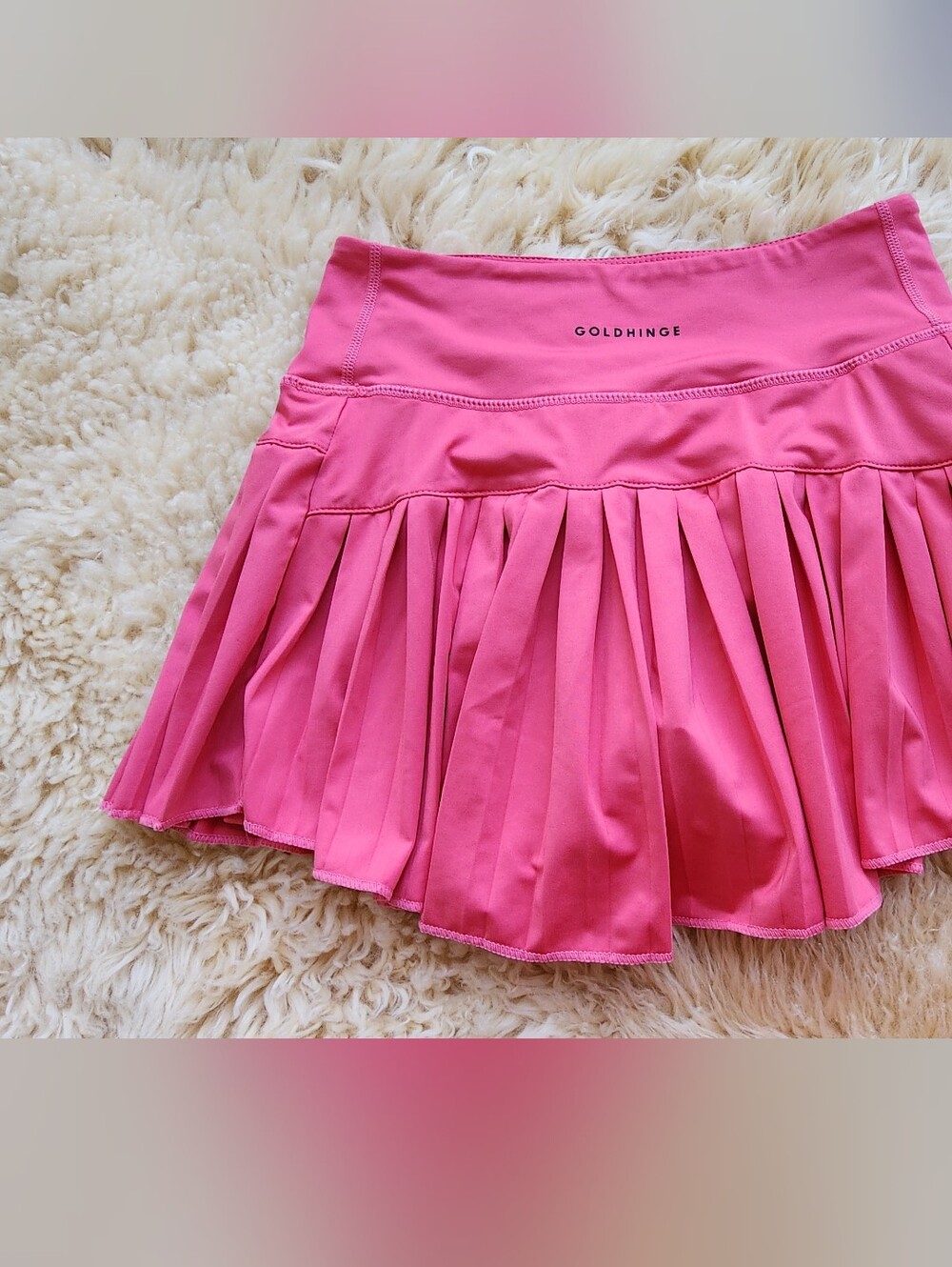 GoldHinge Pink Pleated Skater Skirt